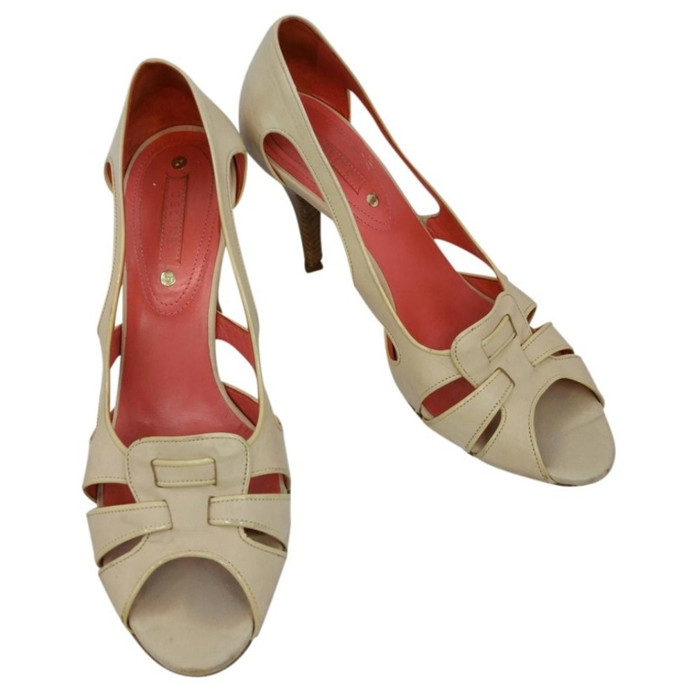 Céline Open Toe Blush Leather Heels 38.5 Pumps